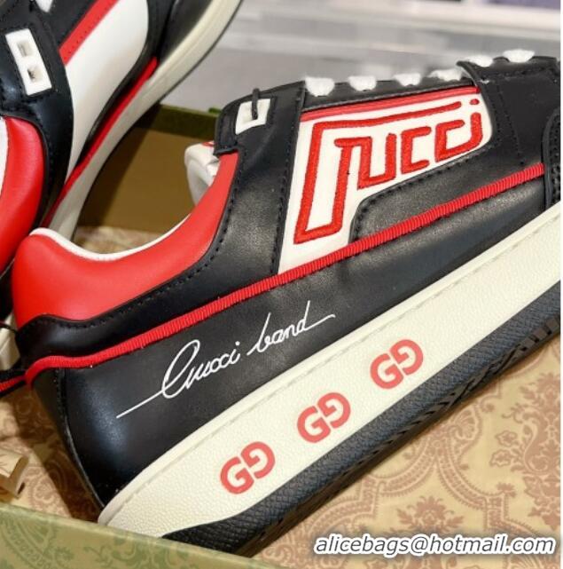 Duplicate Gucci Leather Sneakers with GUCCI Black/White/Red 1118080