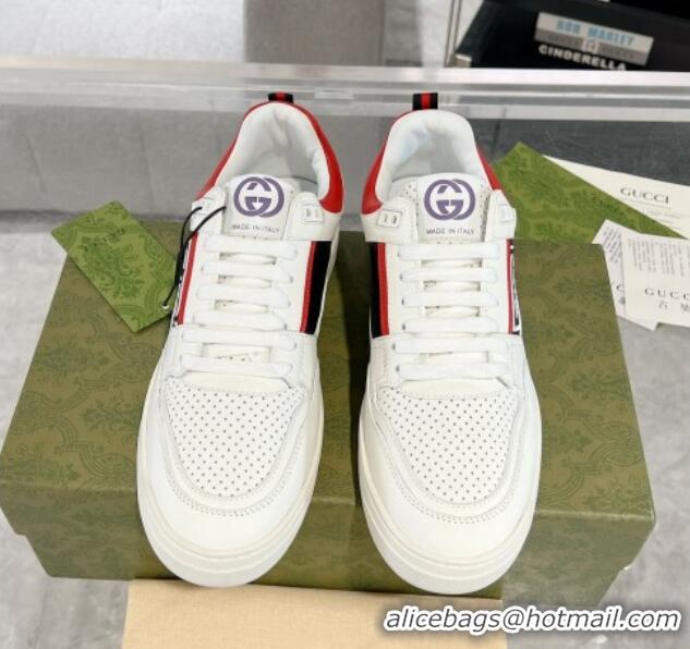 Best Product Gucci Leather Sneakers with GUCCI White/Red 1118081