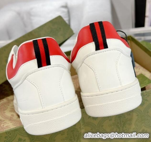 Best Product Gucci Leather Sneakers with GUCCI White/Red 1118081