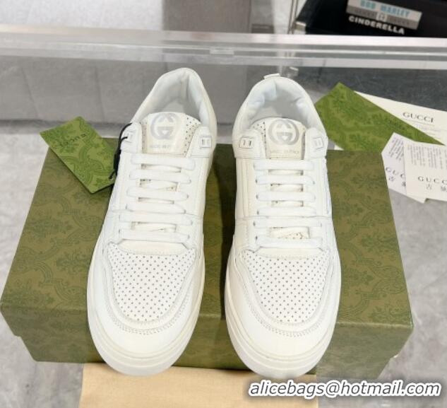 Classic Hot Gucci Leather Sneakers with GUCCI All White 1118082