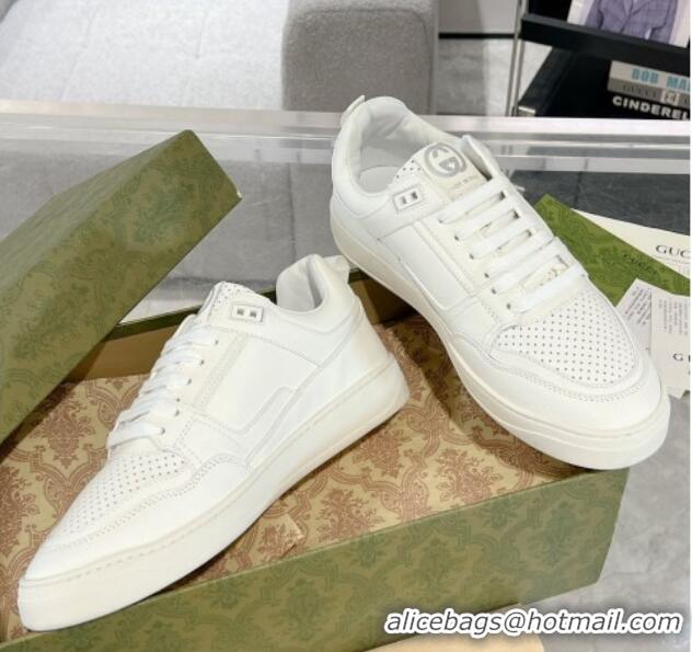 Classic Hot Gucci Leather Sneakers with GUCCI All White 1118082