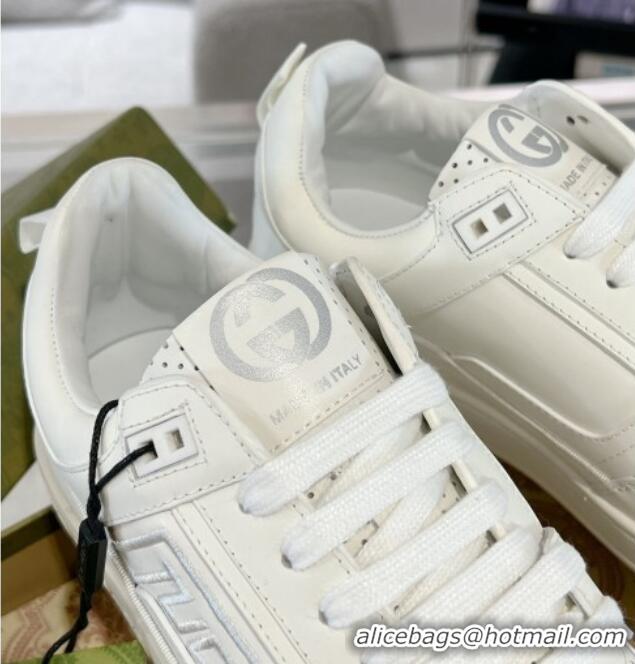 Classic Hot Gucci Leather Sneakers with GUCCI All White 1118082