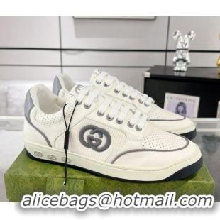 Good Quality Gucci White Leather Sneakers with Interlocking G Grey 1118086