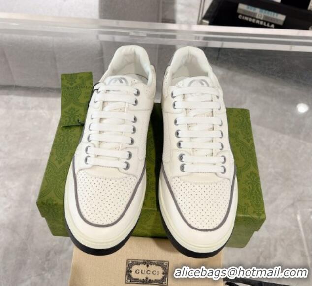 Good Quality Gucci White Leather Sneakers with Interlocking G Grey 1118086