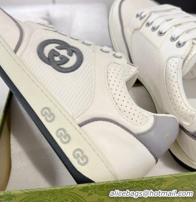 Good Quality Gucci White Leather Sneakers with Interlocking G Grey 1118086