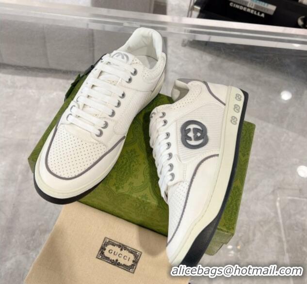 Good Quality Gucci White Leather Sneakers with Interlocking G Grey 1118086