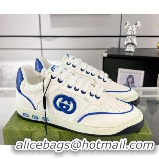 Good Looking Gucci White Leather Sneakers with Interlocking G Blue 1118087