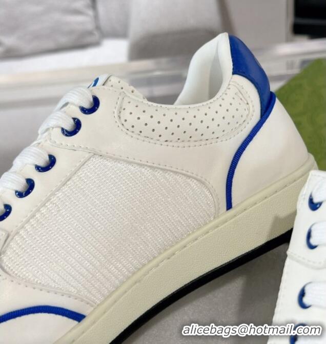 Good Looking Gucci White Leather Sneakers with Interlocking G Blue 1118087