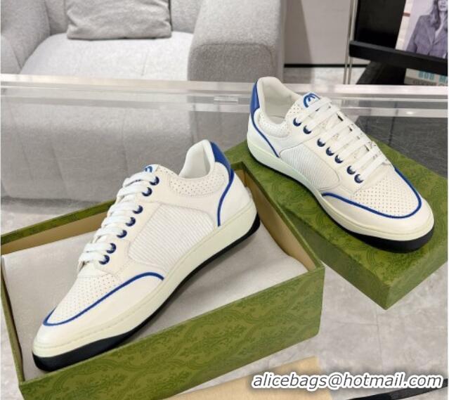 Good Looking Gucci White Leather Sneakers with Interlocking G Blue 1118087