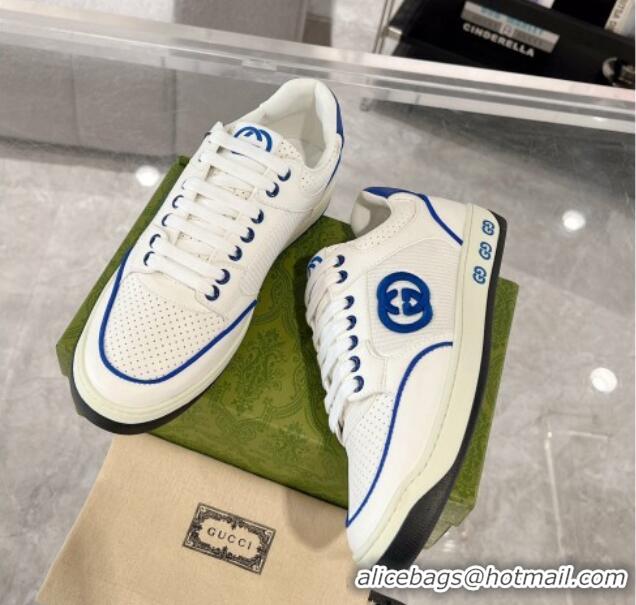 Good Looking Gucci White Leather Sneakers with Interlocking G Blue 1118087