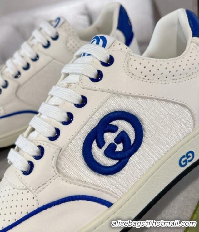 Good Looking Gucci White Leather Sneakers with Interlocking G Blue 1118087