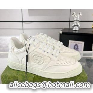 Best Product Gucci Leather Sneakers with Interlocking G All White 1118088