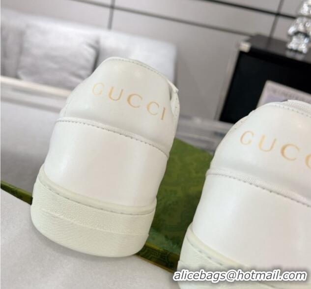 Best Product Gucci Leather Sneakers with Interlocking G All White 1118088