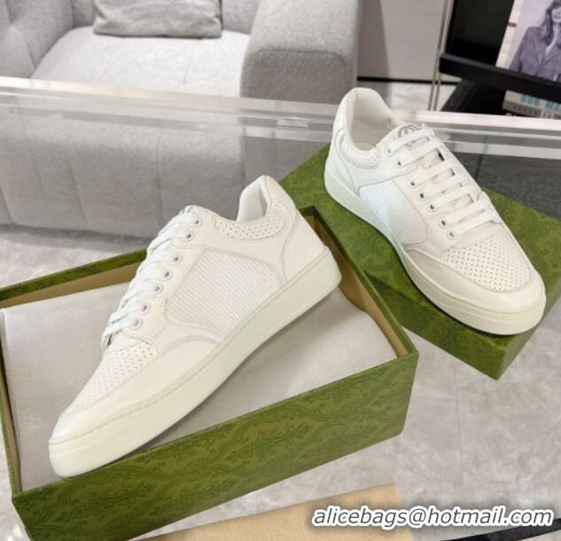 Best Product Gucci Leather Sneakers with Interlocking G All White 1118088