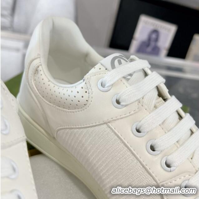 Best Product Gucci Leather Sneakers with Interlocking G All White 1118088