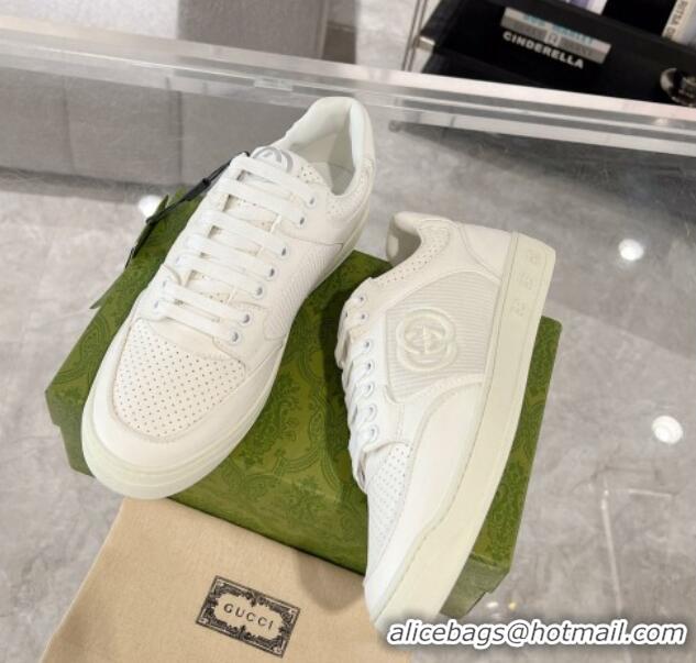 Best Product Gucci Leather Sneakers with Interlocking G All White 1118088