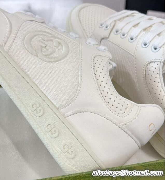 Best Product Gucci Leather Sneakers with Interlocking G All White 1118088