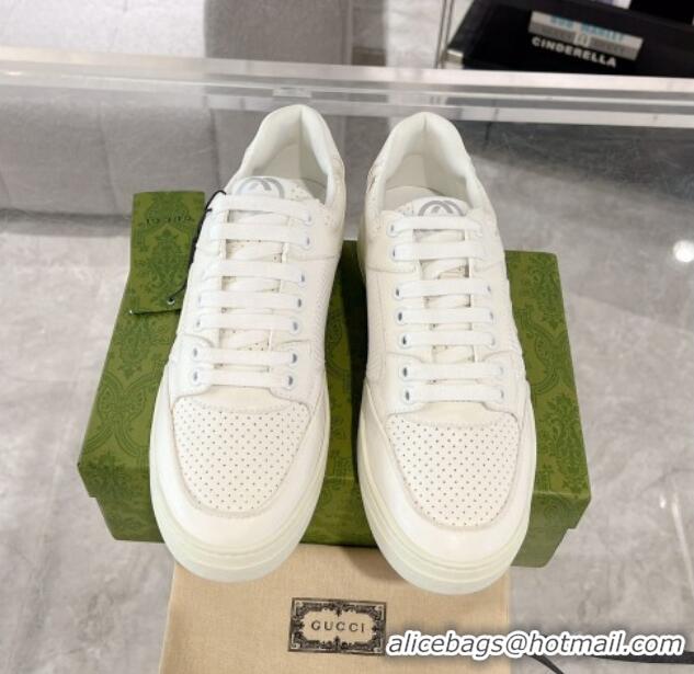 Best Product Gucci Leather Sneakers with Interlocking G All White 1118088