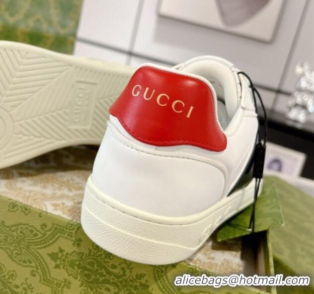 Good Quality Gucci Leather Sneakers with Interlocking G White/Black 1118092