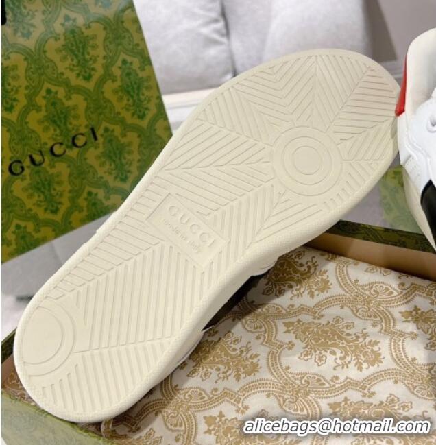 Good Quality Gucci Leather Sneakers with Interlocking G White/Black 1118092