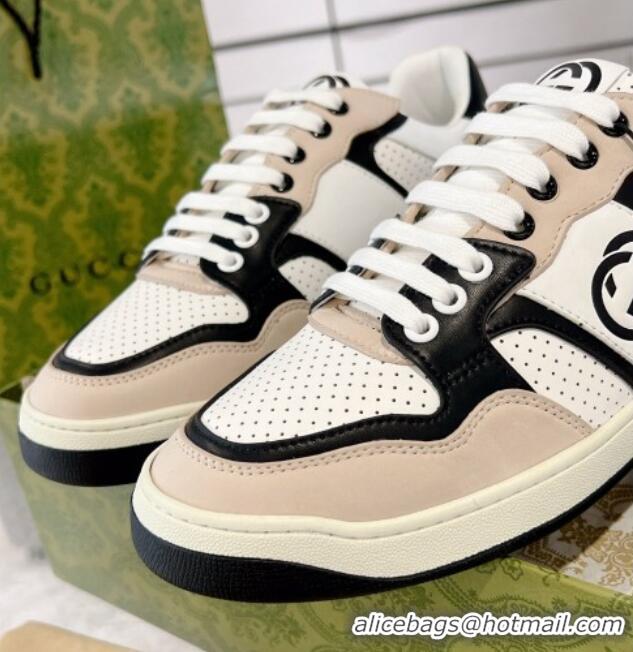 Charming Gucci Leather Sneakers with Interlocking G White/Beige/Black 1118093