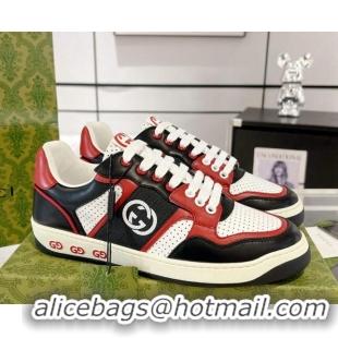 Grade Quality Gucci Leather Sneakers with Interlocking G White/Black/Red 1118095