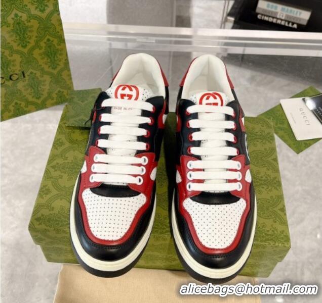 Grade Quality Gucci Leather Sneakers with Interlocking G White/Black/Red 1118095