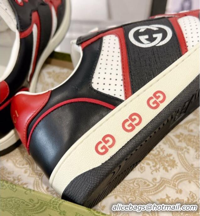 Grade Quality Gucci Leather Sneakers with Interlocking G White/Black/Red 1118095