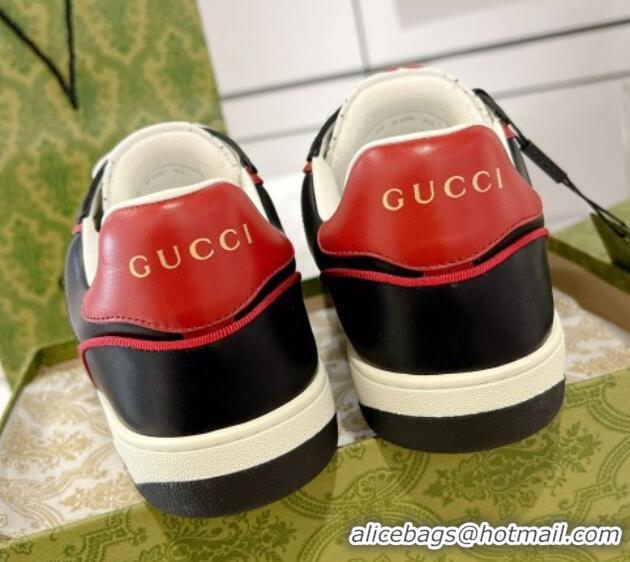 Grade Quality Gucci Leather Sneakers with Interlocking G White/Black/Red 1118095