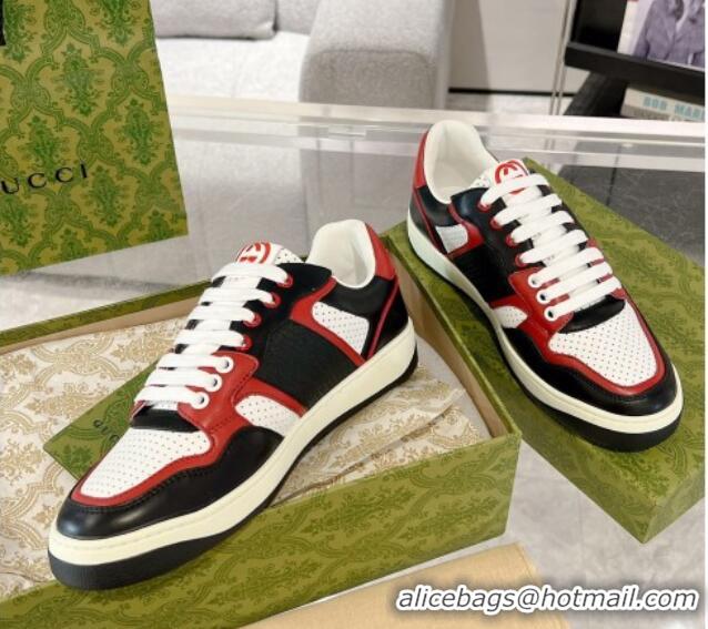 Grade Quality Gucci Leather Sneakers with Interlocking G White/Black/Red 1118095