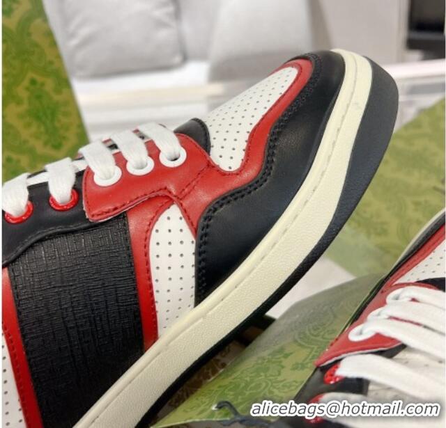 Grade Quality Gucci Leather Sneakers with Interlocking G White/Black/Red 1118095