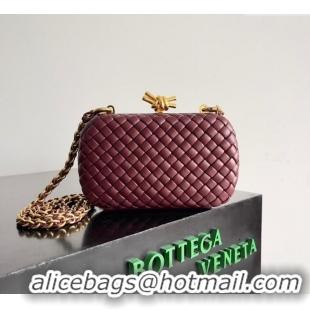 Top Grade Bottega Veneta Knot With Chain Mini Bag 776662 Burgundy 2024