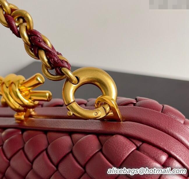 Top Grade Bottega Veneta Knot With Chain Mini Bag 776662 Burgundy 2024