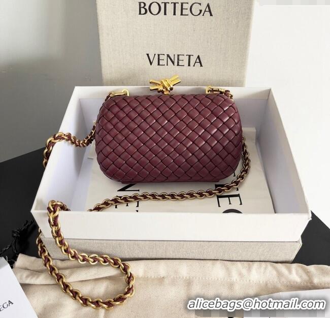 Top Grade Bottega Veneta Knot With Chain Mini Bag 776662 Burgundy 2024