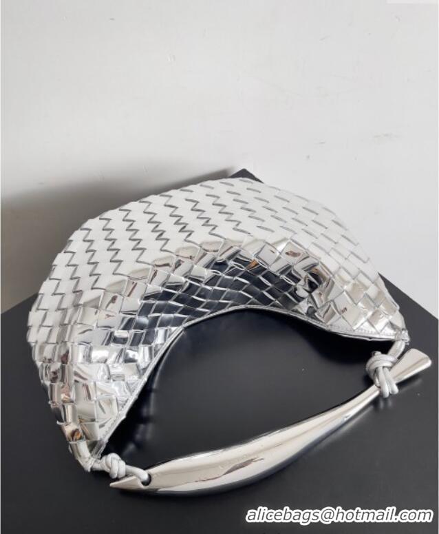 Good Quality Bottega Veneta Sardine Bag in Intrecciato Leather 716082 Silver 2024