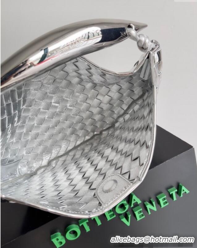 Good Quality Bottega Veneta Sardine Bag in Intrecciato Leather 716082 Silver 2024