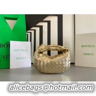 Big Discount Bottega Veneta Mini Jodie Bag in Foggy Mirror Intrecciato Leather 651876 Gold 2024