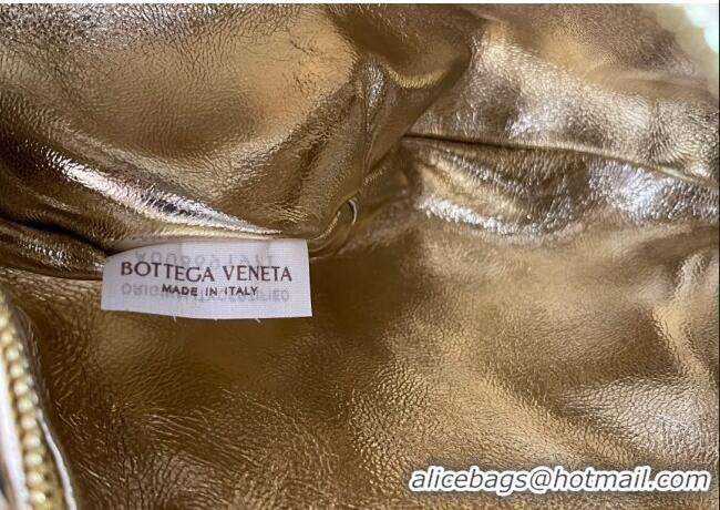 Big Discount Bottega Veneta Mini Jodie Bag in Foggy Mirror Intrecciato Leather 651876 Gold 2024