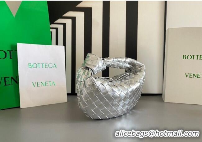 Popular Style Bottega Veneta Mini Jodie Bag in Foggy Mirror Intrecciato Leather 651876 Silver 2024