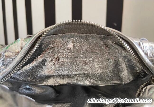 Popular Style Bottega Veneta Mini Jodie Bag in Foggy Mirror Intrecciato Leather 651876 Silver 2024