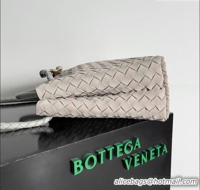 Best Product Bottega Veneta Medium Andiamo Top Handle Bag in Suede 743572 Light Grey 2024