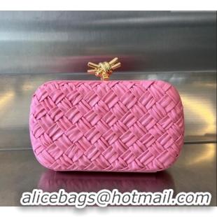 Famous Brand Bottega Veneta Knot Minaudiere Clutch in Foulard Intreccio Leather 717622 Pink 2024