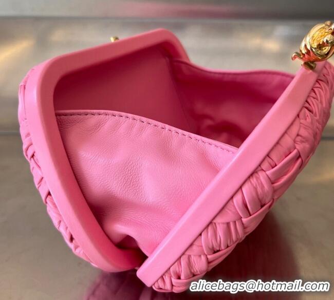 Famous Brand Bottega Veneta Knot Minaudiere Clutch in Foulard Intreccio Leather 717622 Pink 2024