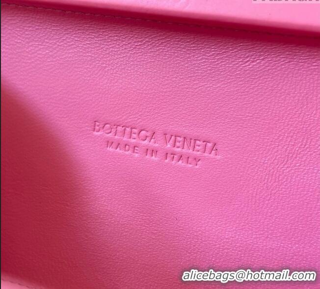 Famous Brand Bottega Veneta Knot Minaudiere Clutch in Foulard Intreccio Leather 717622 Pink 2024