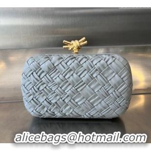 Grade Quality Bottega Veneta Knot Minaudiere Clutch in Foulard Intreccio Leather 717622 Light Grey 2024