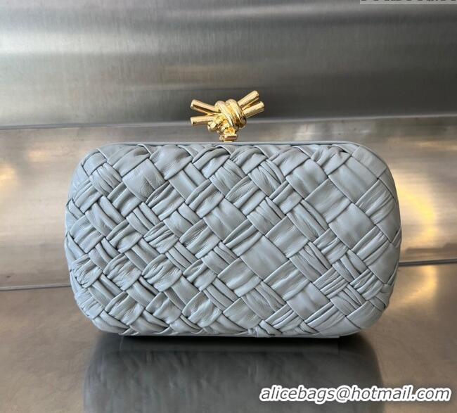 Grade Quality Bottega Veneta Knot Minaudiere Clutch in Foulard Intreccio Leather 717622 Light Grey 2024