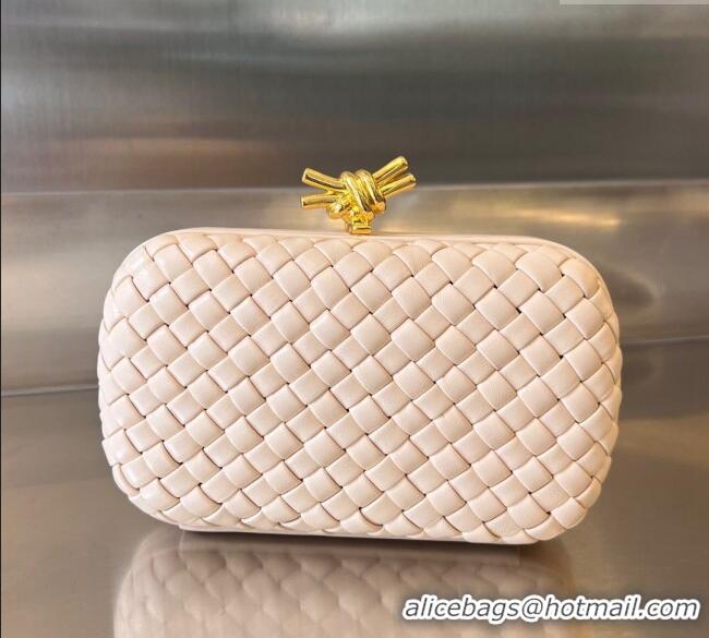 New Fashion Bottega Veneta Knot Minaudiere Clutch in Padded Intreccio Leather 717622 Melon Pink 2024