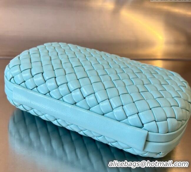 Luxurious Bottega Veneta Knot Minaudiere Clutch in Padded Intreccio Leather 717622 Tiffany Blue 2024