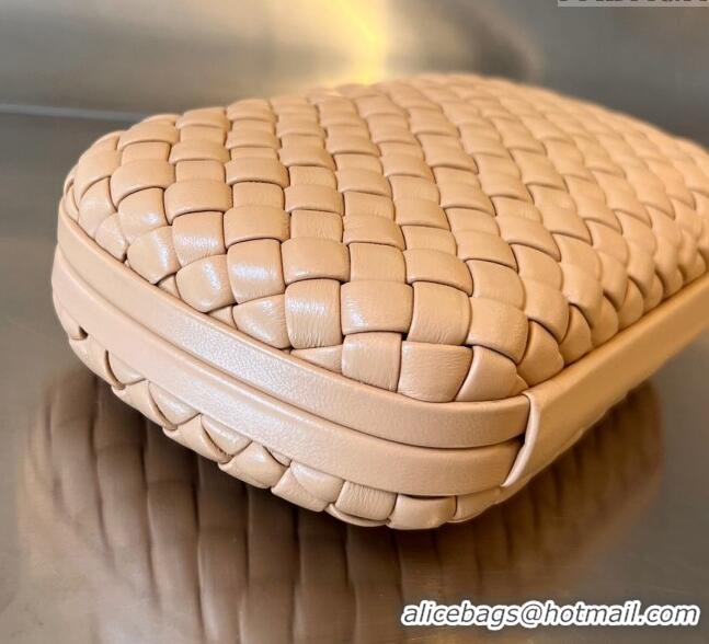 Top Grade Bottega Veneta Knot Minaudiere Clutch in Padded Intreccio Leather 717622 Almond Apricot 2024