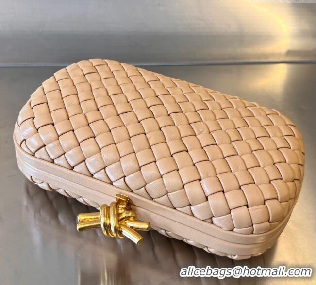 Top Grade Bottega Veneta Knot Minaudiere Clutch in Padded Intreccio Leather 717622 Almond Apricot 2024